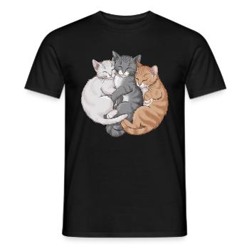Niedliche Katzen schmusen zusammen für - Männer T-Shirt - Schwarz - Vorne - AI Model Male 178 light (178cm)