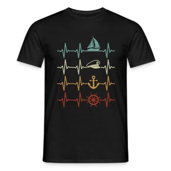 Sailing Heartbeat Sailboat Boater Sailor - Men's T-Shirt - black - Front - AI Model Male 178 light (178cm)
