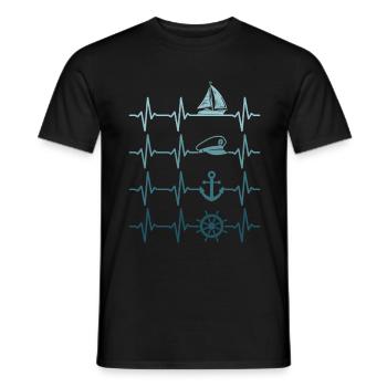 Sailing Heartbeat Sailboat Boater Sailor - Men's T-Shirt - black - Front - AI Model Male 178 light (178cm)