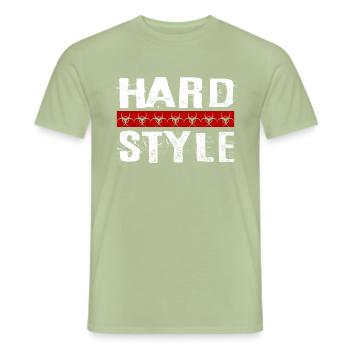 Hardstyle Rave Techno - T-shirt homme - vert sauge - Devant - AI Model Male 178 light (178cm)