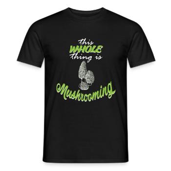 Mushrooms are collecting in the forest - Men's T-Shirt - black - Front - AI Model Male 178 light (178cm)