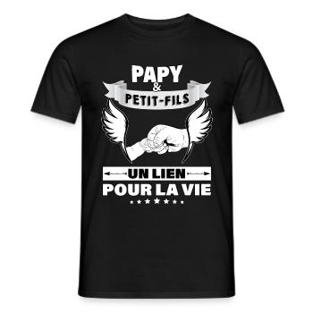 Papy et petit fils lien pour la vie - T-shirt homme - noir - Devant - AI Model Male 178 light (178cm)