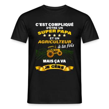 Agriculteur et super papa qui assure Cadeau père - T-shirt homme - noir - Devant - AI Model Male 178 light (178cm)