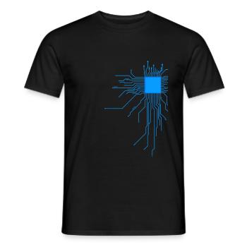 platine blau computer pc Admin Core cpu Nerd code - Männer T-Shirt - Schwarz - Vorne - AI Model Male 178 light (178cm)