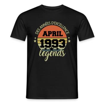 Born in April 1993 VINTAGE - Men's T-Shirt - black - Front - AI Model Male 178 light (178cm)