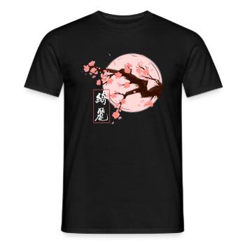 Kirschblüten mit weißem Schriftzug - Männer T-Shirt - Schwarz - Vorne - AI Model Male 178 light (178cm)