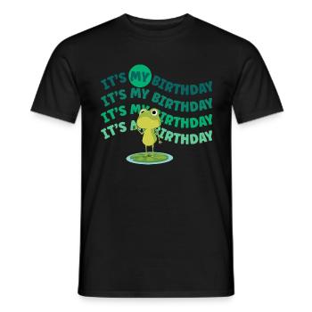 C’est mon anniversaire! Drôle de grenouille - T-shirt homme - noir - Devant - AI Model Male 178 light (178cm)
