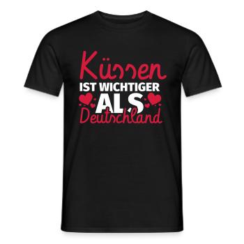 Küssen ist wichtiger als Deutschland - Männer T-Shirt - Schwarz - Vorne - AI Model Male 178 light (178cm)
