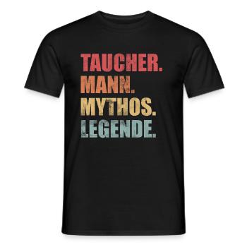 Taucher Mann Mythos Legende Tauchen Vintage - Männer T-Shirt - Schwarz - Vorne - AI Model Male 178 light (178cm)