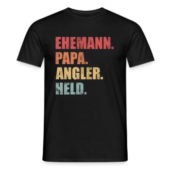 Ehemann Papa Angler Held Angeln Vatertag Vintage - Männer T-Shirt - Schwarz - Vorne - AI Model Male 178 light (178cm)