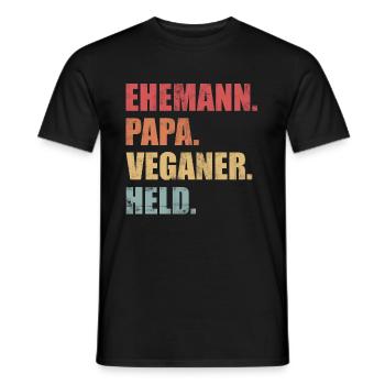 Ehemann Papa Veganer Held Vegan Vatertag Vintage - Männer T-Shirt - Schwarz - Vorne - AI Model Male 178 light (178cm)