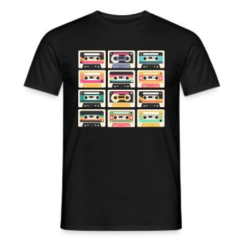 80s 90s Cassette Mixtape Retro Funny - T-shirt homme - noir - Devant - AI Model Male 178 light (178cm)