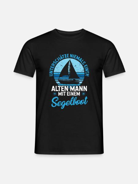 Unterschätze niemals einen alten Mann Segelboot - Männer T-Shirt - Schwarz