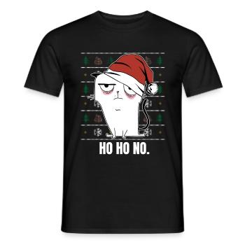 Ho Ho No Katze Ugly Christmas Sweater - Männer T-Shirt - Schwarz - Vorne - AI Model Male 178 light (178cm)