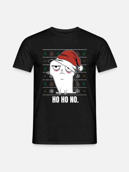 Ho Ho No Katze Ugly Christmas Sweater - Männer T-Shirt - Schwarz