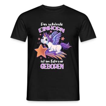 Das schönste Einhorn ist im Februar geboren - Männer T-Shirt - Schwarz - Vorne - AI Model Male 178 light (178cm)