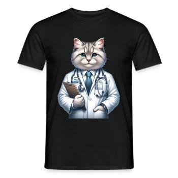Cute Cat Doctor - Men's T-Shirt - black - Front - AI Model Male 178 light (178cm)