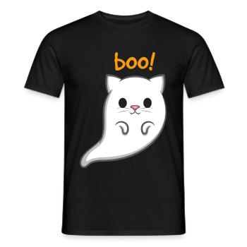 Geisterkatze Boo - Männer T-Shirt - Schwarz - Vorne - AI Model Male 178 light (178cm)