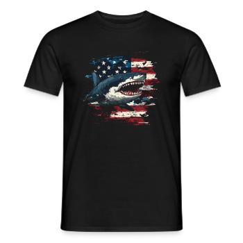 Hai mit Usa Flagge - Männer T-Shirt - Schwarz - Vorne - AI Model Male 178 light (178cm)