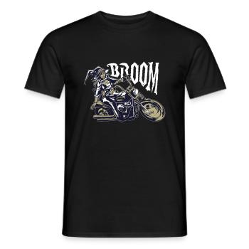 Sorcière sur moto avec bruit de moteur est appelé balai - T-shirt homme - noir - Devant - AI Model Male 178 light (178cm)