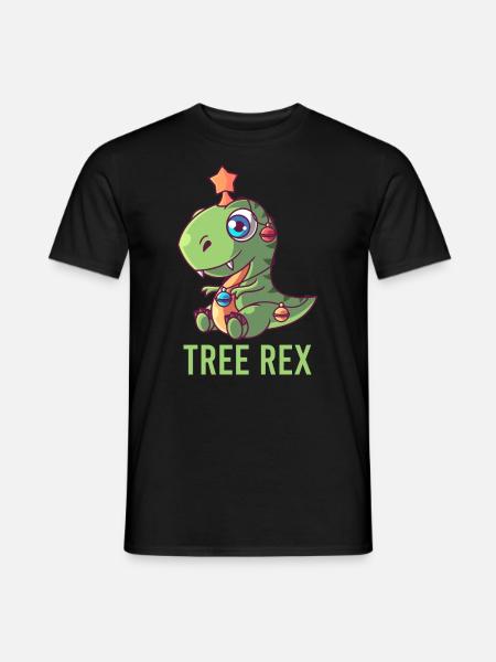 Süßes Tree Rex T-Rex Weihnachtsmann Geschenk Licht - Männer T-Shirt - Schwarz