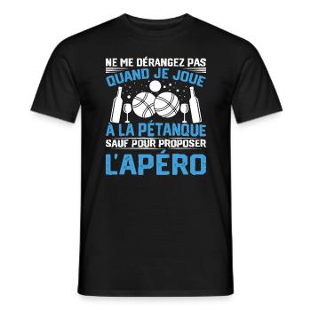 Cadeau Drôle Pour Amoureux De Pétanque Et Apéro - T-shirt homme - noir - Devant - AI Model Male 178 light (178cm)