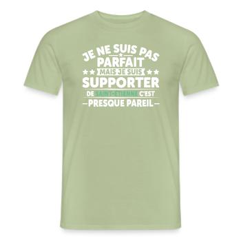 Supporter De Saint Étienne - T-shirt homme - vert sauge - Devant - AI Model Male 178 light (178cm)