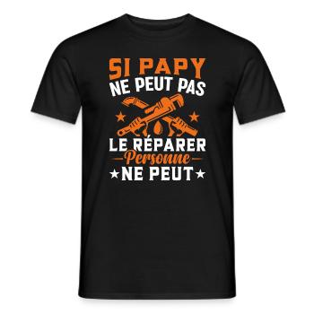 Si Papy Ne Peut Pas Le Réparer Personne Ne Peut - T-shirt homme - noir - Devant - AI Model Male 178 light (178cm)