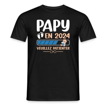 Papy En 2024 Veuillez Patienter - T-shirt homme - noir - Devant - AI Model Male 178 light (178cm)