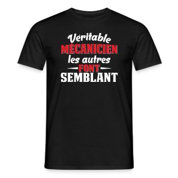 Real mechanic Others pretend - Men's T-Shirt - black - Front - AI Model Male 178 light (178cm)