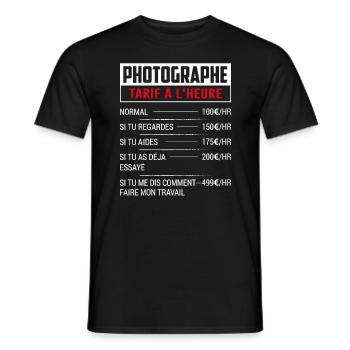 Tarif Horaire D'un Photographe - T-shirt homme - noir - Devant - AI Model Male 178 light (178cm)
