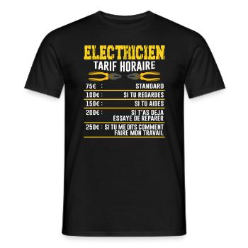 Le Tarif Horaire D'un Électricien - T-shirt homme - noir - Devant - AI Model Male 178 light (178cm)