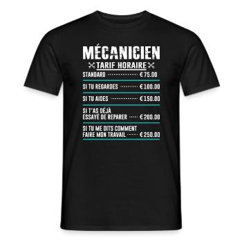 Le Tarif Horaire D'un Mécanicien - T-shirt homme - noir - Devant - AI Model Male 178 light (178cm)
