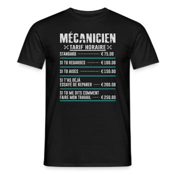 Le Tarif Horaire D'un Mécanicien - T-shirt homme - noir - Devant - AI Model Male 178 light (178cm)