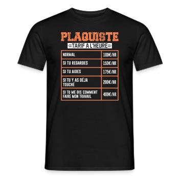 Le Tarif Horaire D'un Plaquiste - T-shirt homme - noir - Devant - AI Model Male 178 light (178cm)