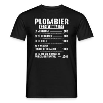 Le Tarif Horaire D'un Plombier - T-shirt homme - noir - Devant - AI Model Male 178 light (178cm)