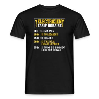 Le Tarif Horaire D'un Électricien - T-shirt homme - noir - Devant - AI Model Male 178 light (178cm)
