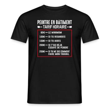 Peintre En Bâtiment Tarif Horaire - T-shirt homme - noir - Devant - AI Model Male 178 light (178cm)