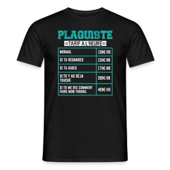 Le Tarif Horaire D'un Plaquiste - T-shirt homme - noir - Devant - AI Model Male 178 light (178cm)
