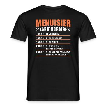 Le Tarif Horaire D'un Menuisier - T-shirt homme - noir - Devant - AI Model Male 178 light (178cm)