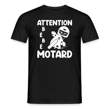 Attention Bébé Motard Moto Bike Idée Cadeau Papa - T-shirt homme - noir - Devant - AI Model Male 178 light (178cm)