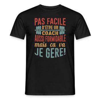 Sport Coach Idée Cadeau Anniversaire Motivation - T-shirt homme - noir - Devant - AI Model Male 178 light (178cm)