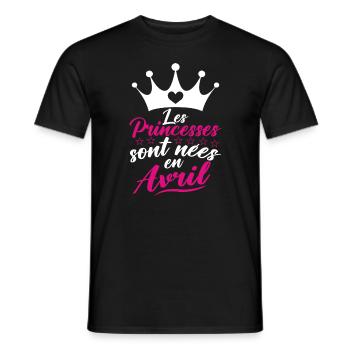 Les Princesses Sont Nées En Avril - T-shirt homme - noir - Devant - AI Model Male 178 light (178cm)