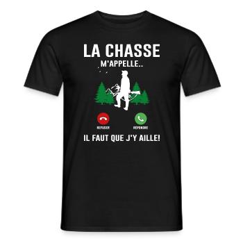 Cadeau Chasser Forêt Idée Cadeau Sanglier Bois - T-shirt homme - noir - Devant - AI Model Male 178 light (178cm)