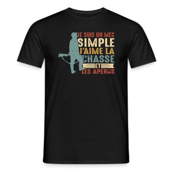 Chasse Et Apéro Chasser Cadeau Sanglier Mec Forêt - T-shirt homme - noir - Devant - AI Model Male 178 light (178cm)