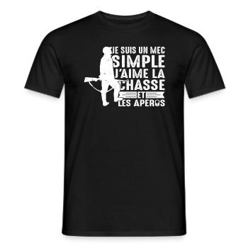 Chasse Et Apéro Chasser Cadeau Sanglier Mec Forêt - T-shirt homme - noir - Devant - AI Model Male 178 light (178cm)