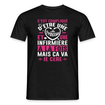 Infirmière Princesse Cadeau Anniversaire Médecine - T-shirt homme - noir - Devant - AI Model Male 178 light (178cm)