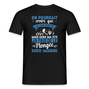 Dans Ma Tête Je Fais De La Plongée Piscine Sport - T-shirt homme - noir - Devant - AI Model Male 178 light (178cm)