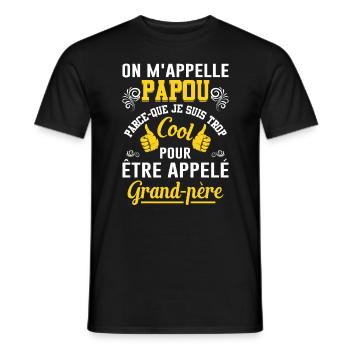 On M'appelle Papou Fête Des Pères Anniversaire Dad - T-shirt homme - noir - Devant - AI Model Male 178 light (178cm)