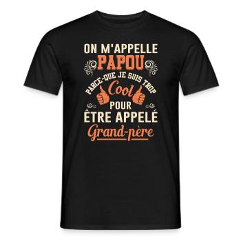 On M'appelle Papou Fête Des Pères Anniversaire Dad - T-shirt homme - noir - Devant - AI Model Male 178 light (178cm)